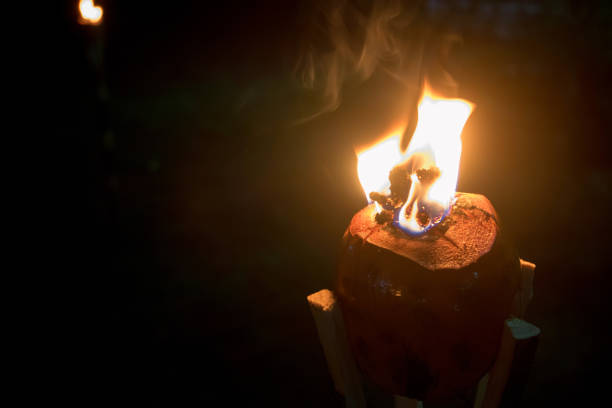 istock Burning torch made of coconut 928243000