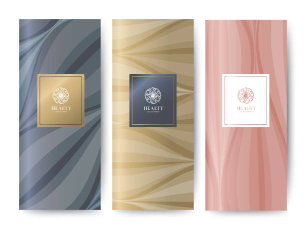 ilustrações de stock, clip art, desenhos animados e ícones de branding packaging nature abstract background, logo banner voucher, rose gold golden color fabric pattern. vector illustration. - packaging design