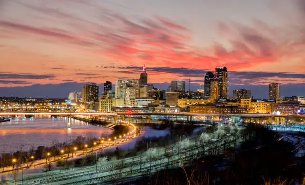 Saint Paul, Minnesota - Skyline at Dusk - City Lights