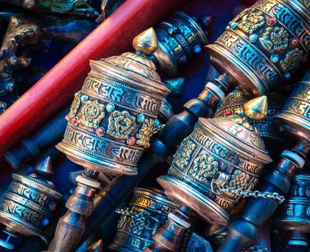 istock Group Of Tibetan Meditated Tools In Red Basket 928247828
