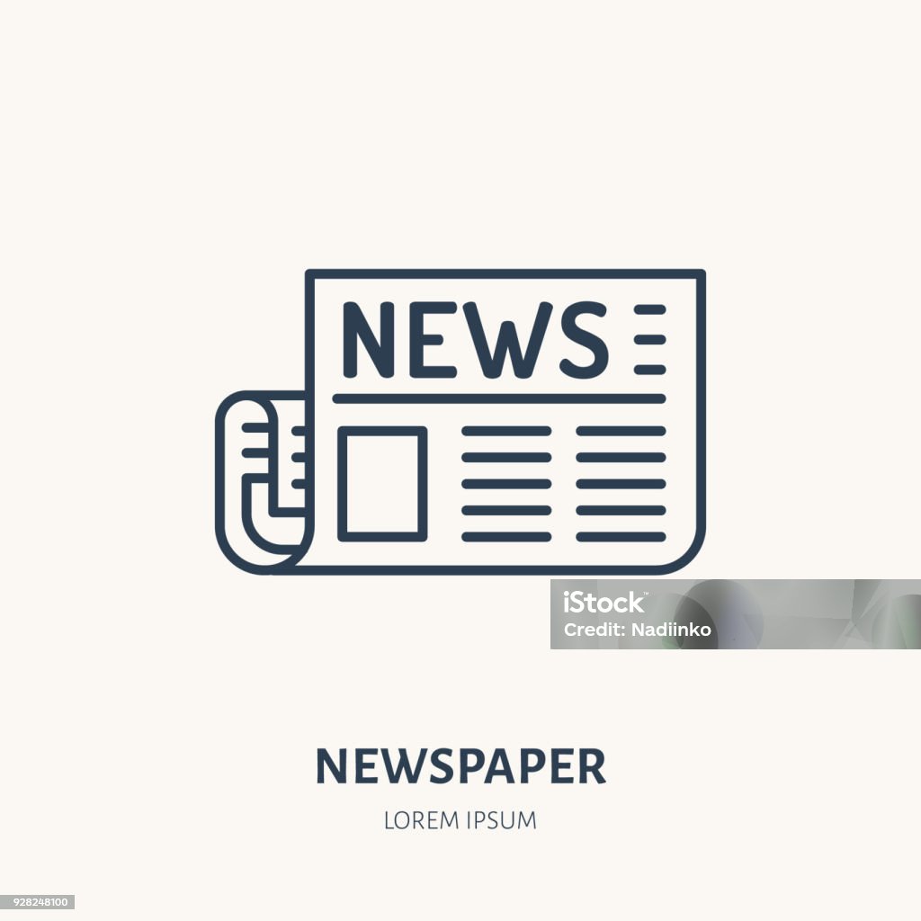 Newspaper flat line icon. News article sign. Thin linear logo for press Newspaper flat line icon. News article sign. Thin linear logo for press. Newspaper stock vector