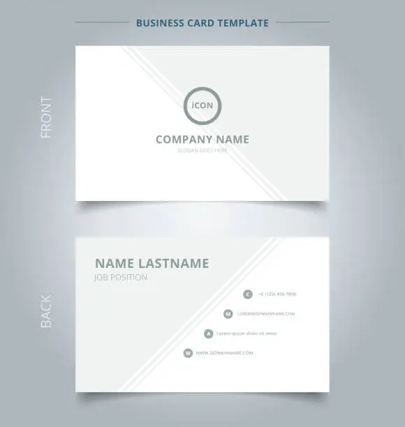 Vector illustration of Creative business card and name card template gray and white with lines diagonally background.