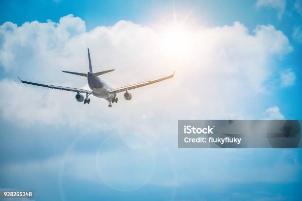 The Airplane Is Flying Towards The Sky Beautifully Stock Photo - Download Image Now