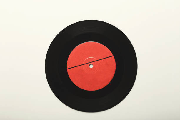 istock Old retro vinyl record isolated on white background, top view 928265940