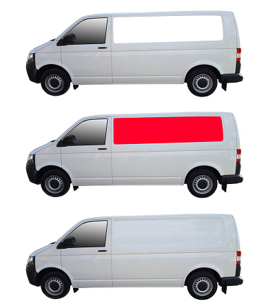 white delivery van for goods transportation isolated