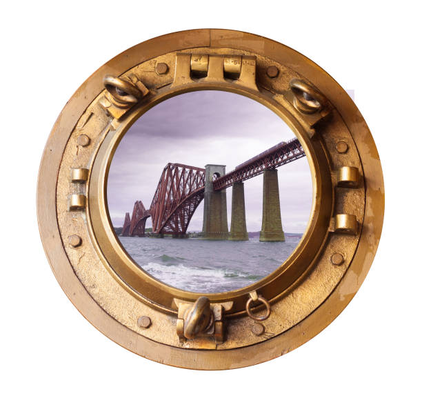 forth bridge and brass porthole cutout - naval ship imagens e fotografias de stock