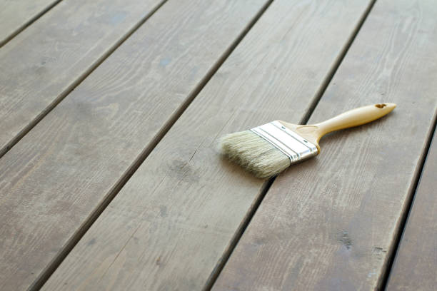 istock Paint brush on the wooden floor 928277006
