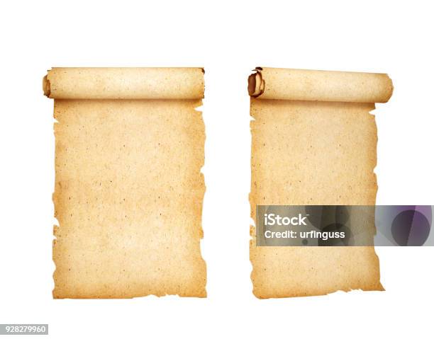 Scorrimento Vecchia Carta Illustrazione 3d - Fotografie stock e altre immagini di Pergamena - Materiale cartaceo - Pergamena - Materiale cartaceo, Papiro - Carta, Pergamena - Materiale tessile