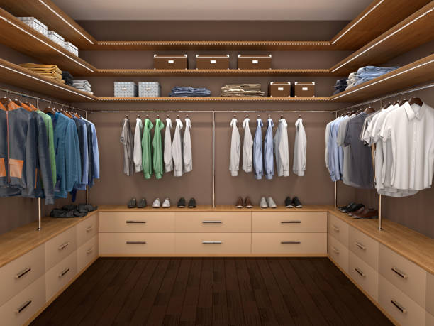 istock Design of a modern men's wardrobe. 3d illustration 928281320