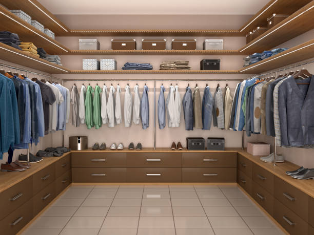 istock Design of a modern men's wardrobe. 3d illustration 928281936