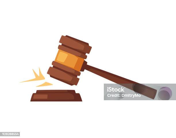 Wooden Judge Gavel Cartoon Vector Illustration Stock Illustration - Download Image Now - Judge - Entertainment, Judge - Law, Auction