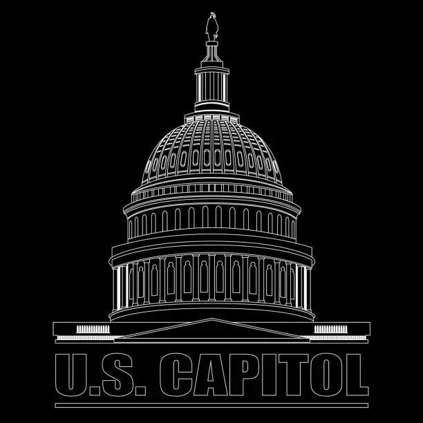 Vector illustration of U.S. Capitol dome on black