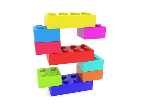 Letter S concept built from toy bricks.3d illustration