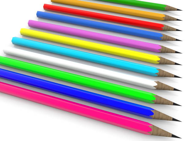 istock Row of colored pencils.3d illustration 928312308