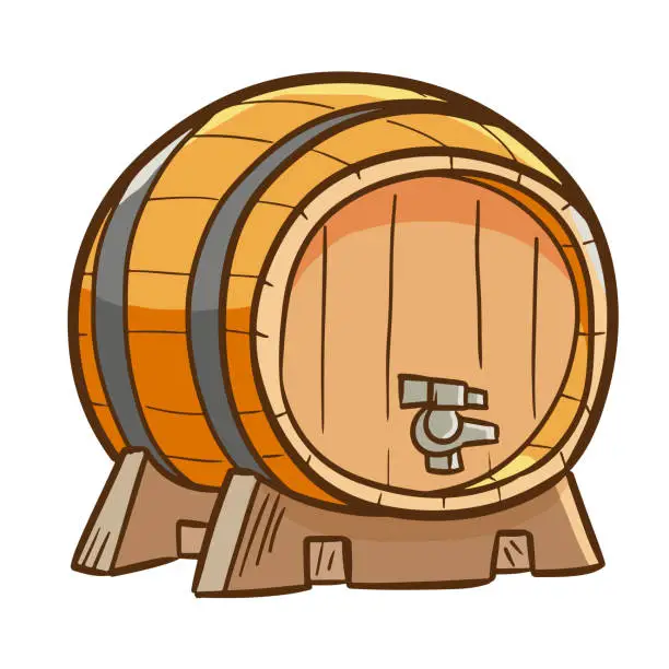 Vector illustration of Cute vintage wine drum