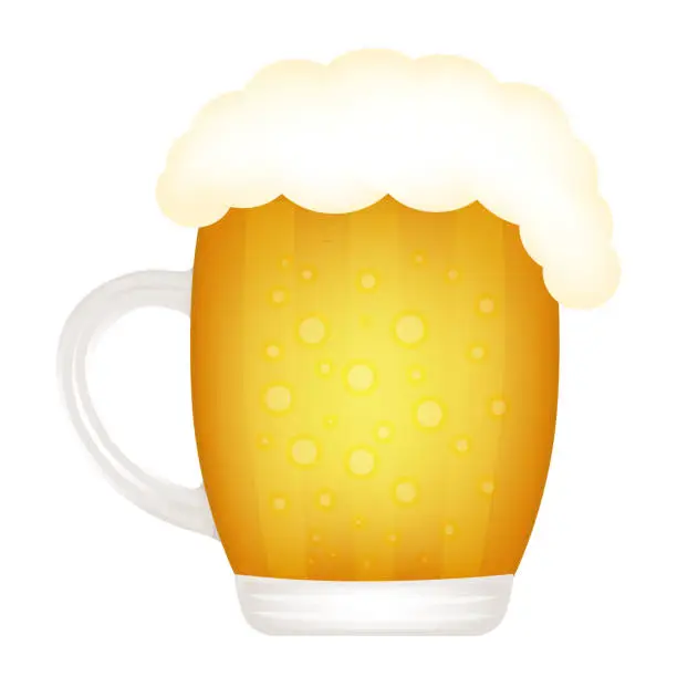 Vector illustration of Glass of beer isolated on white background. Vector icon.