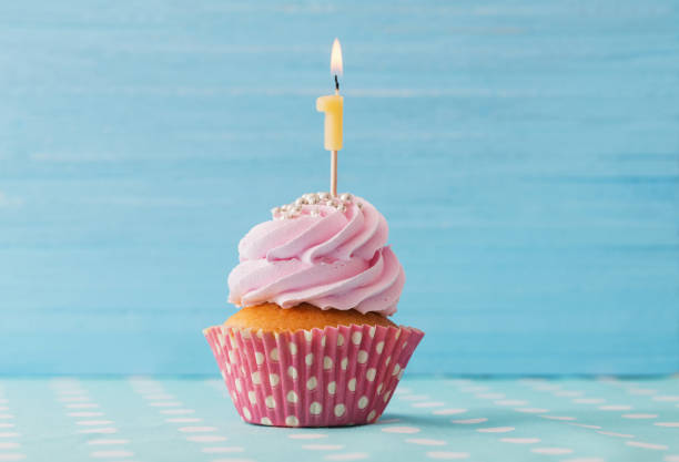 istock birthday caucpcake on blue wooden background 928334770