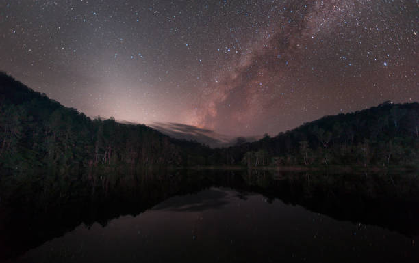 istock Milky way over the river, Thailand 928335986