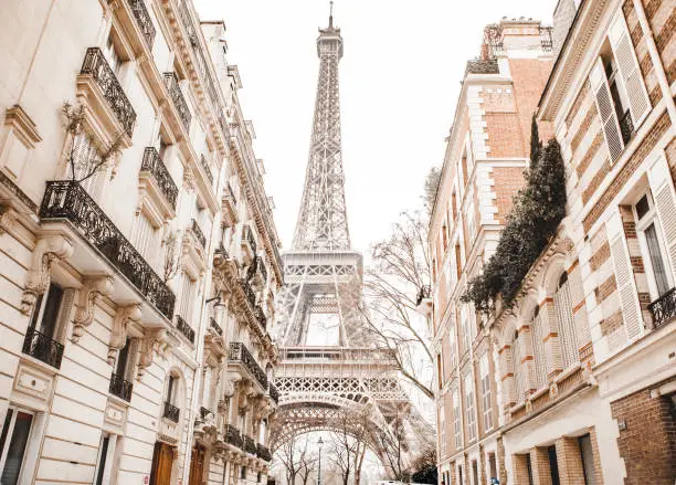 Photo of Eiffel tower with snow