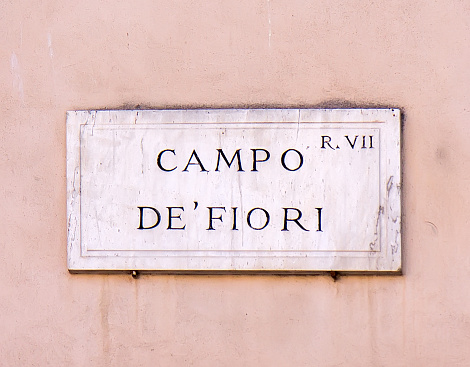 Campo de Fiori street sign in Rome, Italy