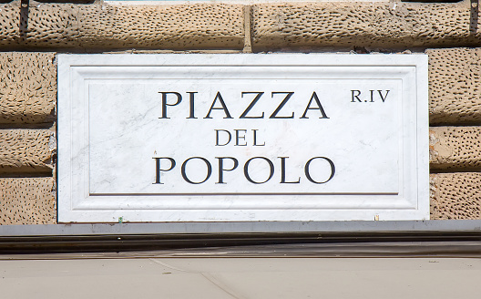 Street sign Piazza del Popolo in Rome, Italy