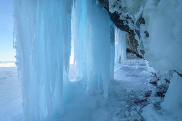 istock Icy cave with icicles, Sakhalin island, Russia. 928363282