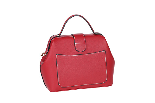 Designer Red Handbag on white background