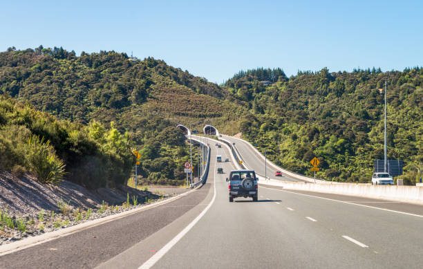 Northland, New Zealand - Light traffic on the northbound carriageway of State Highway 1 in the Northland region of New Zealand's North Island.