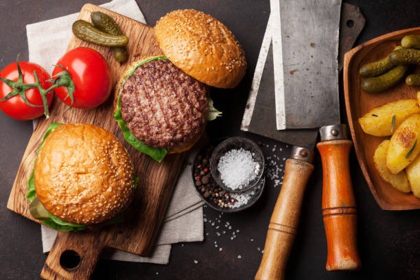 istock Tasty grilled home made burgers 928369414