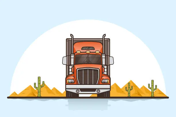 Vector illustration of Truck on the road