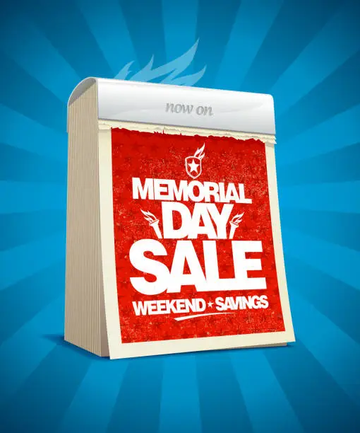 Vector illustration of Memorial day sale calendar poster