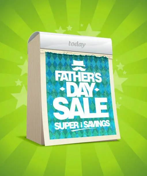 Vector illustration of Father`s day sale vector poster with tear-off calendar