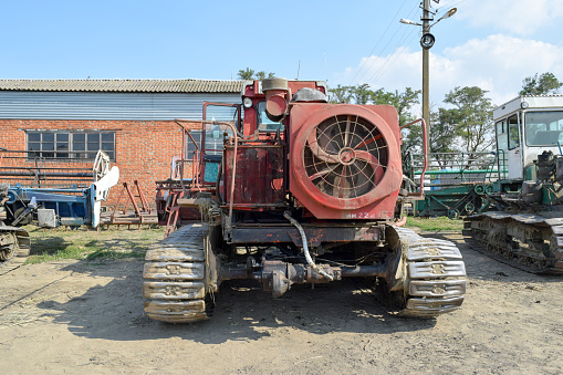 Russia, Poltavskaya village - September 6 2015: Combine harvesters Agricultural machinery