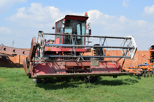 Russia, Poltavskaya village - September 6 2015: Rice header Rice harvester. Agricultural machinery
