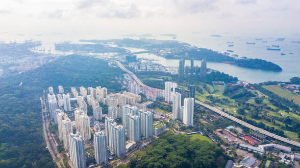 istock High angle view of Singapore city 928383072