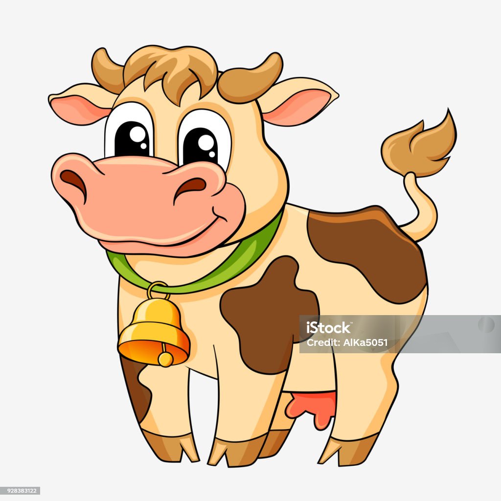 Funny cartoon cow vector illustration Animal stock vector