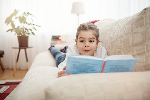 child, book, reading, home