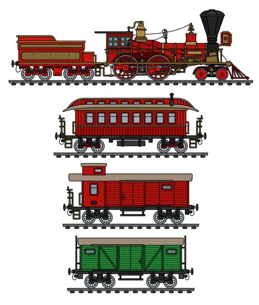Vector illustration of The vintage american steam train