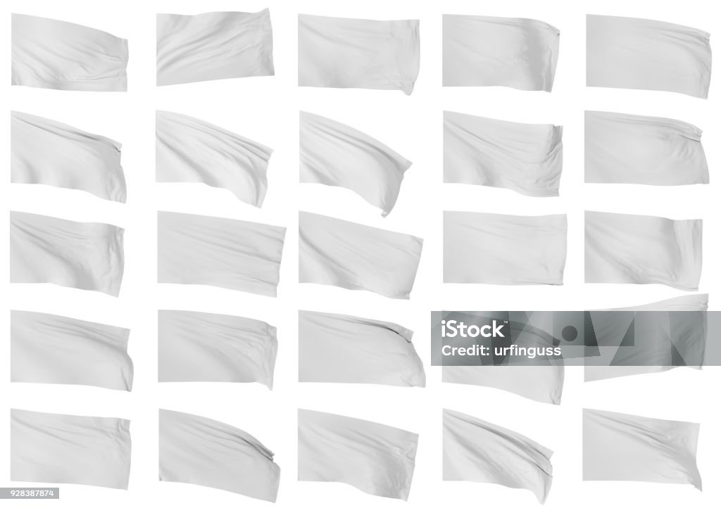 Set of white flags. 3d illustration Flag Stock Photo