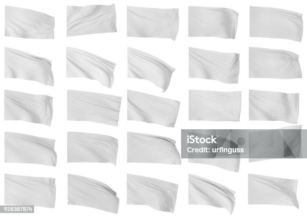 Set Of White Flags 3d Illustration Stock Photo - Download Image Now - Flag, White Color, Template