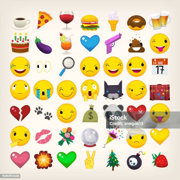 Emojis 및 이모티콘 이모티콘에 대한 스톡 벡터 아트 및 기타 이미지 - 이모티콘, 피자, 음식