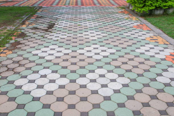 istock walkway block stone color cement in the park and copy space add text  Select focus with shallow depth of field. 928395648