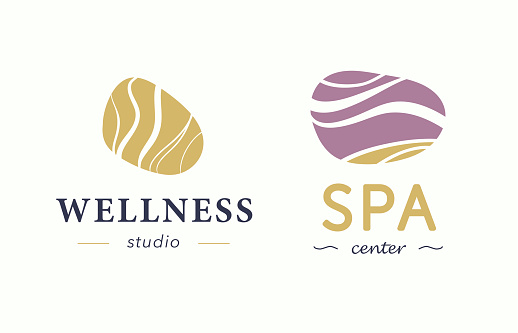 Vector wellness and spa center symbol with abstract stylized stone isolated on white background. Also good for beauty and yoga studio, massage salon, health care centers, fashion insignia design.