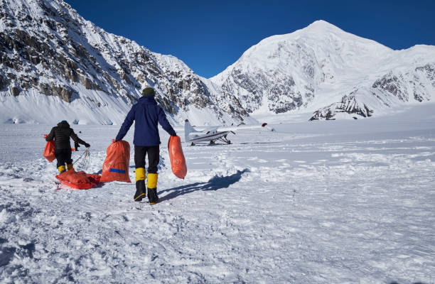 Snow Plane Landing on Ruth Glacier in Denali National Park.