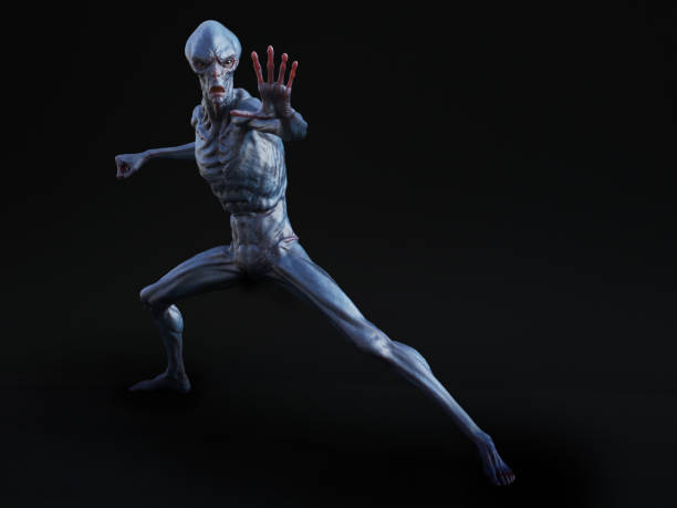 istock 3D rendering of an alien creature ready to fight. 928401662