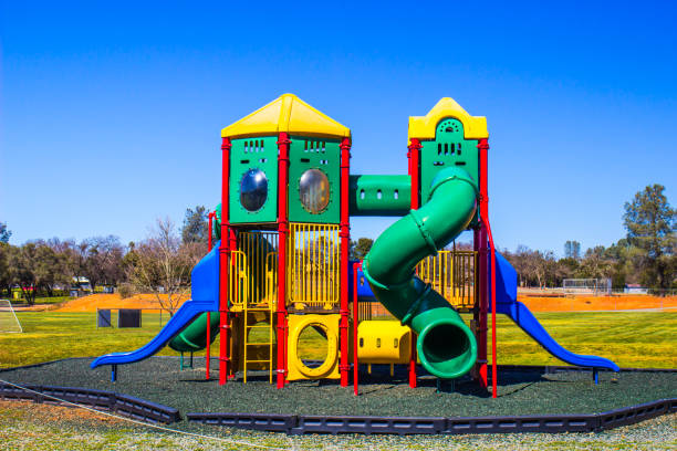 Modern Children's Jungle Gym Playground Set Modern Children's Jungle Gym Playground Set With Slides & Tube Slide jungle gym stock pictures, royalty-free photos & images
