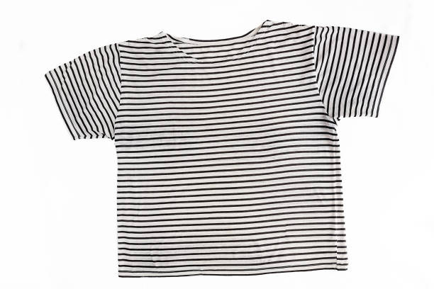 istock Black and white stripped sailor style t shirt isolatedon the white 928410534