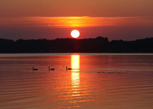 sunset at Lake Chiemsee, Seebruck, Upper Bavaria, Germany