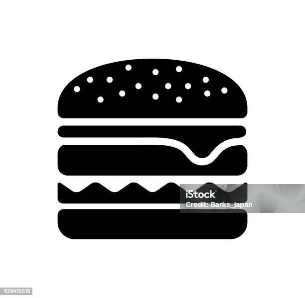 Icona Hamburger Cibo Spazzatura - Immagini vettoriali stock e altre immagini di Hamburger - Hamburger, Icona, Hamburger di manzo