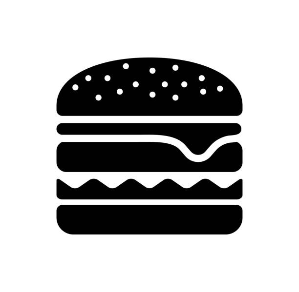 햄버거 / 정크 음식 아이콘 - take out food burger bun hamburger stock illustrations